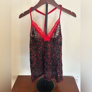Secret Treasures Red and Black Lace Chemise